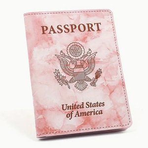 🌼 United States Passport Cover, Pink Marble Vegan Leather